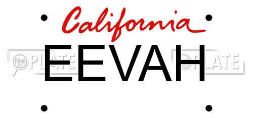 EEVAH California License Plate