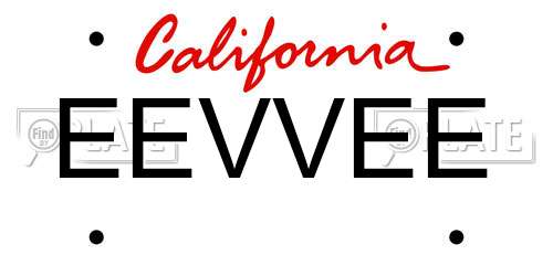 EEVVEE California License Plate