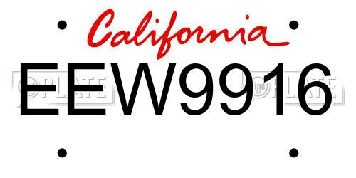 EEW9916 California License Plate