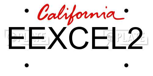 EEXCEL2 California License Plate
