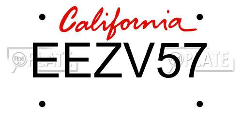 EEZV57 California License Plate