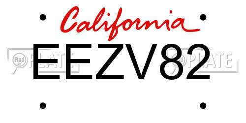 EEZV82 California License Plate