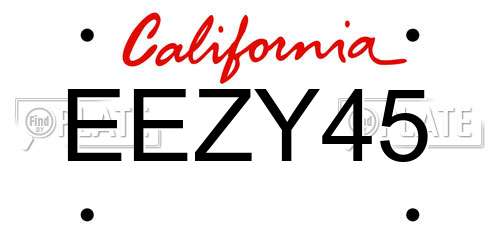 EEZY45 California License Plate