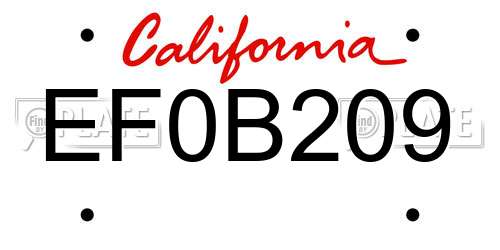 EF0B209 California License Plate