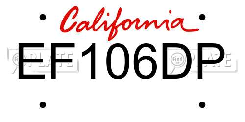 EF106DP California License Plate
