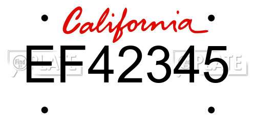 EF42345 California License Plate
