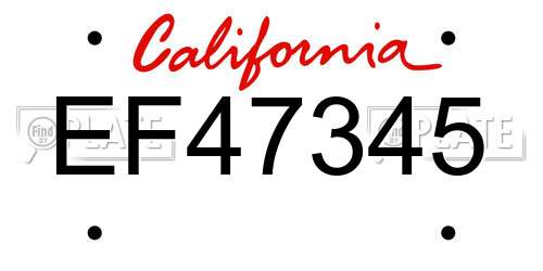 EF47345 California License Plate