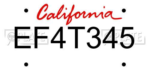 EF4T345 California License Plate