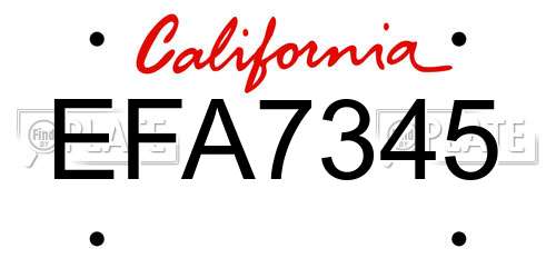 EFA7345 California License Plate
