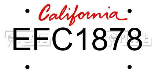 EFC1878 California License Plate