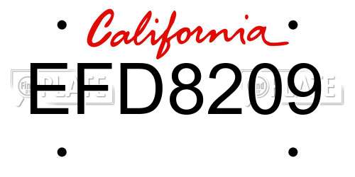 EFD8209 California License Plate
