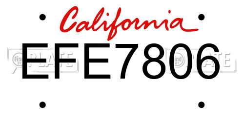 EFE7806 California License Plate