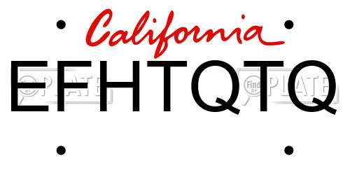 EFHTQTQ California License Plate