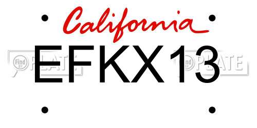 EFKX13 California License Plate
