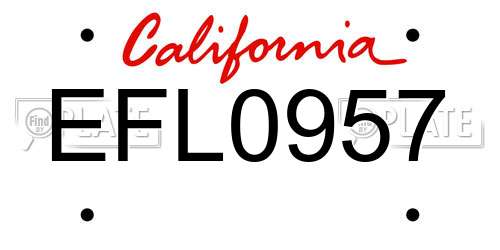 EFL0957 California License Plate