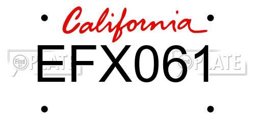 EFX061 California License Plate