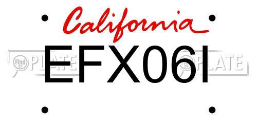 EFX06I California License Plate