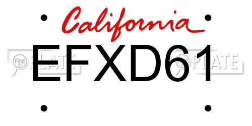 EFXD61 California License Plate