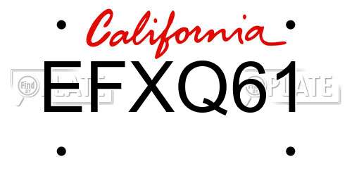 EFXQ61 California License Plate