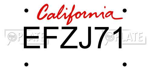 EFZJ71 California License Plate