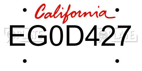 EG0D427 California License Plate