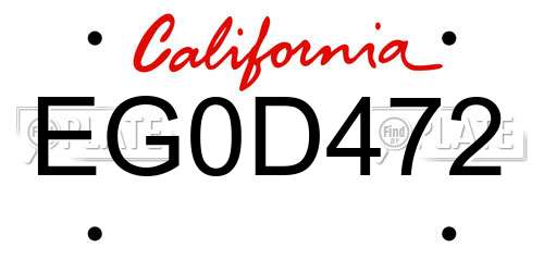 EG0D472 California License Plate