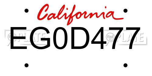 EG0D477 California License Plate