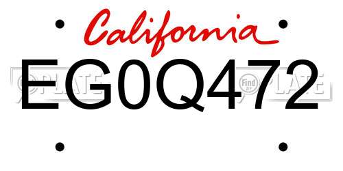 EG0Q472 California License Plate