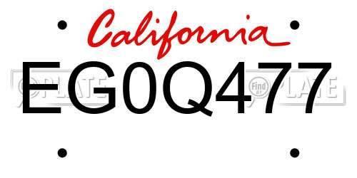 EG0Q477 California License Plate