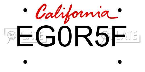 EG0R5F California License Plate