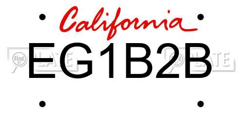 EG1B2B California License Plate