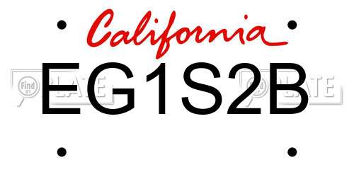 EG1S2B California License Plate
