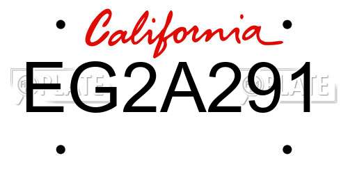 EG2A291 California License Plate