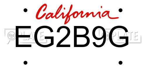EG2B9G California License Plate