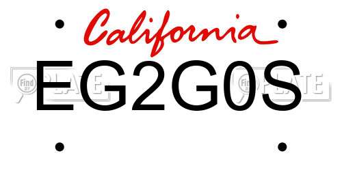 EG2G0S California License Plate