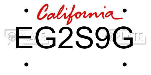 EG2S9G California License Plate