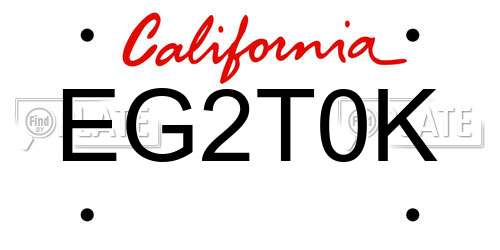 EG2T0K California License Plate