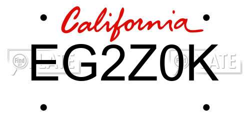 EG2Z0K California License Plate