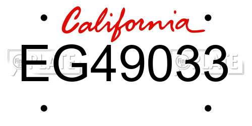 EG49033 California License Plate