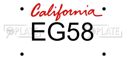 EG58 California License Plate