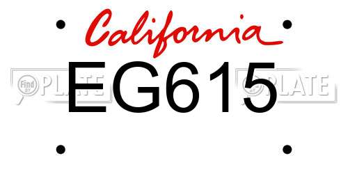 EG615 California License Plate