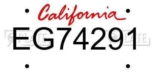 EG74291 California License Plate