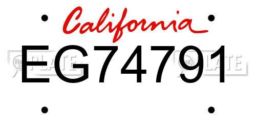 EG74791 California License Plate