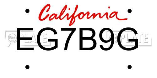 EG7B9G California License Plate