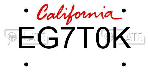 EG7T0K California License Plate
