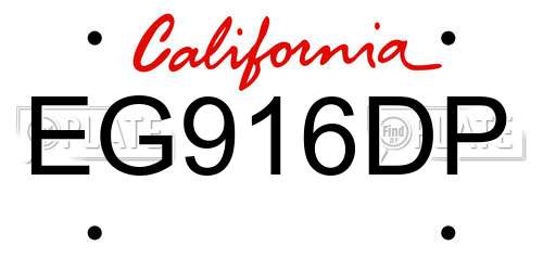 EG916DP California License Plate