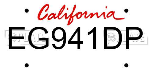 EG941DP California License Plate