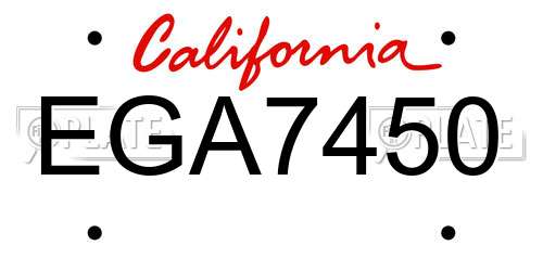 EGA7450 California License Plate