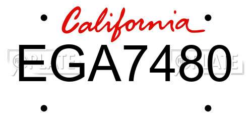 EGA7480 California License Plate