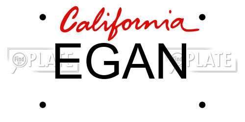 EGAN California License Plate